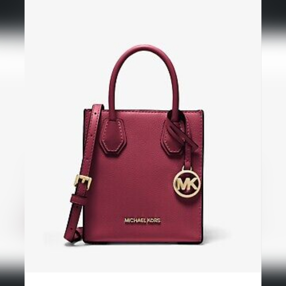 Michael kors Mercer Extra-Small Mulberry Pebbled Leather Crossbody Bag.